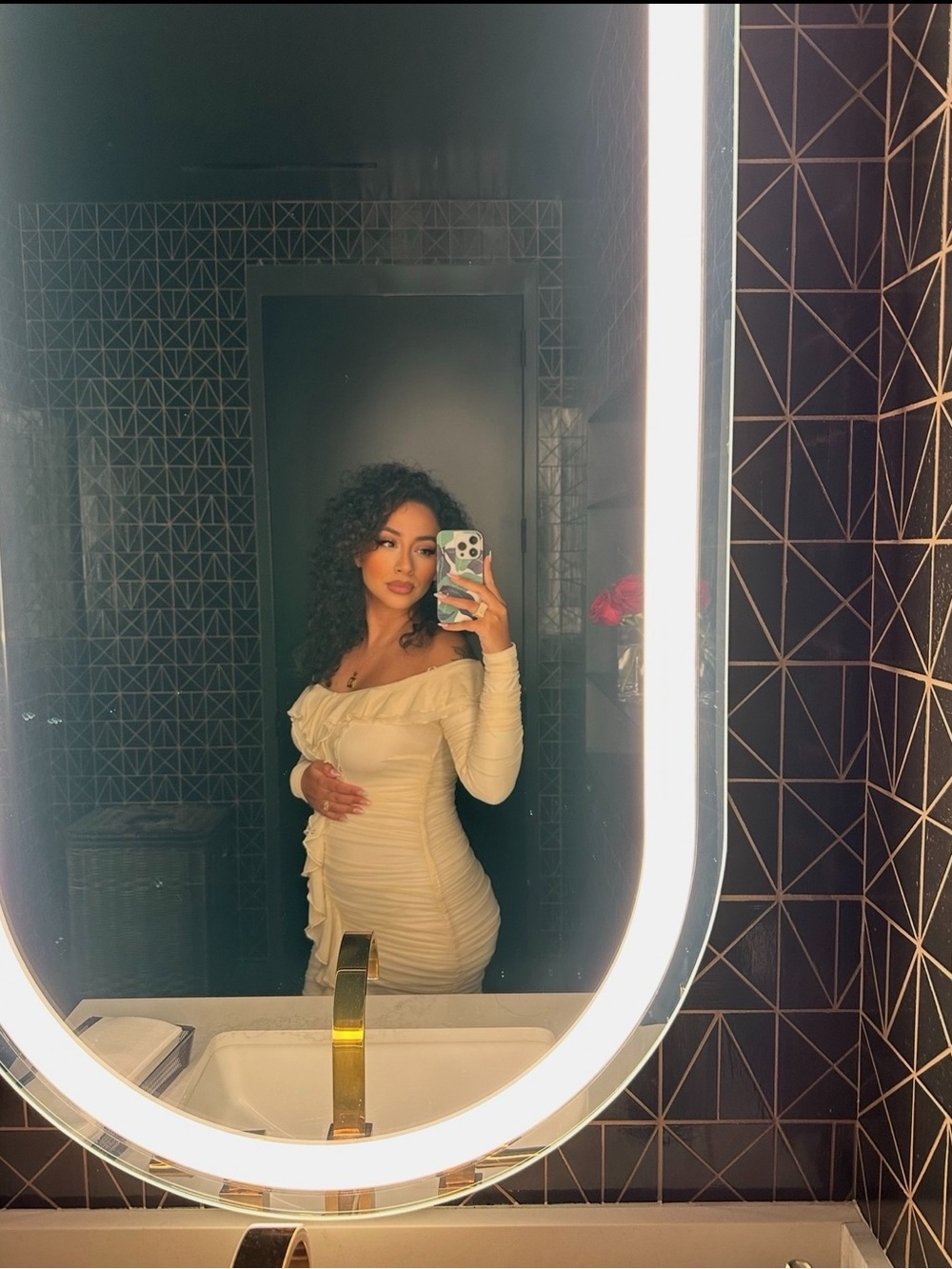 Cream Ruffle Off-Shoulder Dress